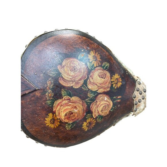 Vintage Antique Hand Painted Wooden Floral Fireplace Bellows SKU 9309 - Picture 3 of 12
